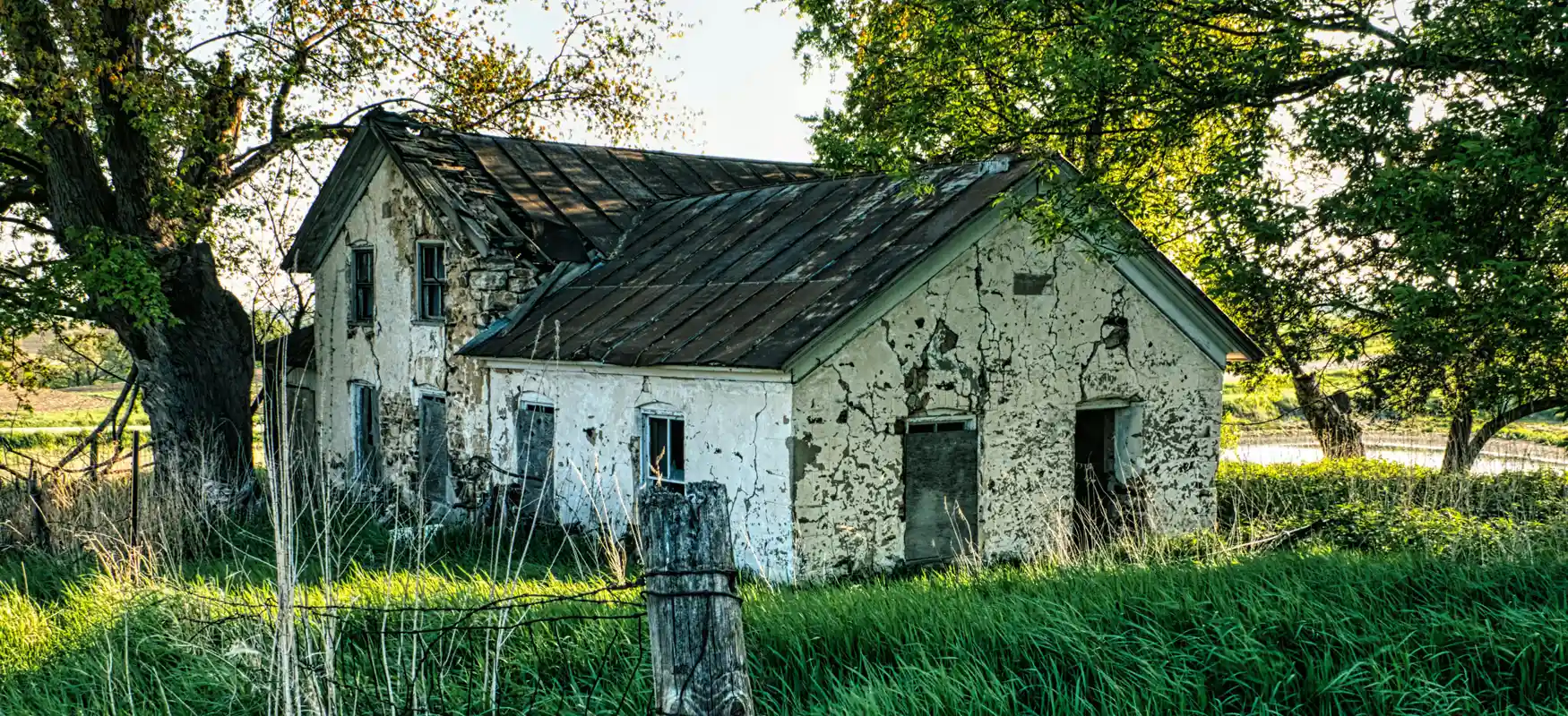 White Damaged House